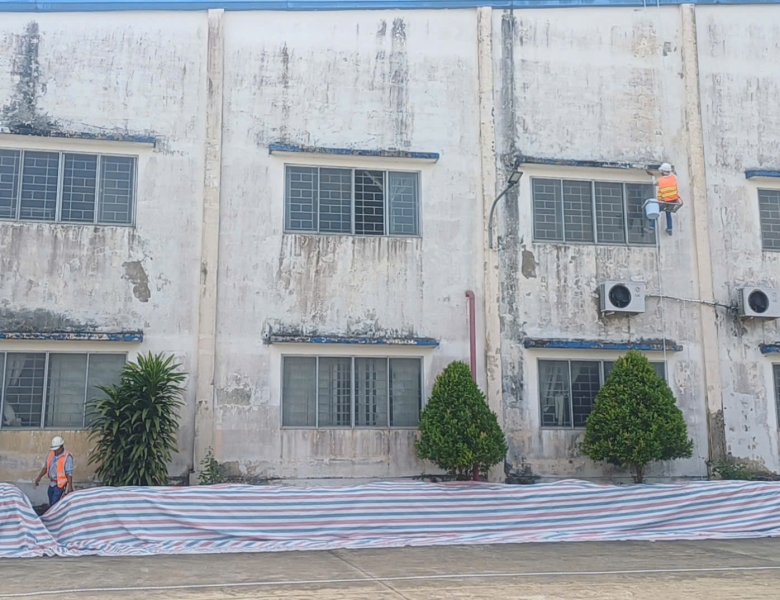 Thi công sơn nước mặt tiền nhà xưởng 