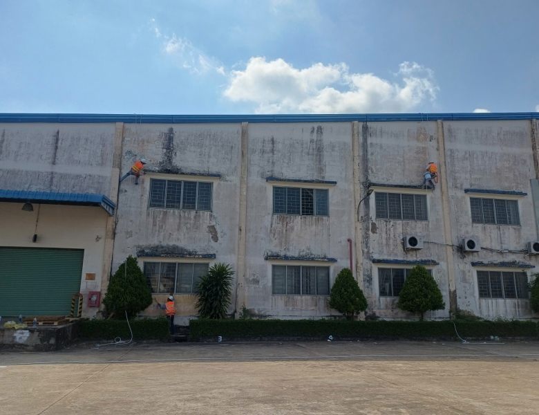 Thi công sơn nước mặt tiền nhà xưởng 